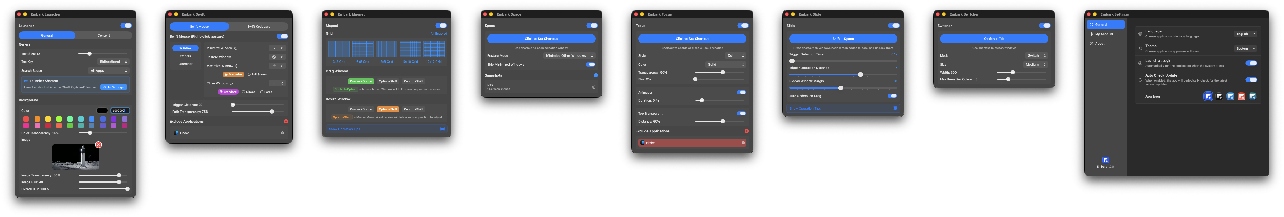 Embark Settings Overview